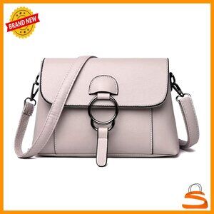 Vegan Leather Crossbody Tote Bag with Multiple Pockets Adjustable Strap